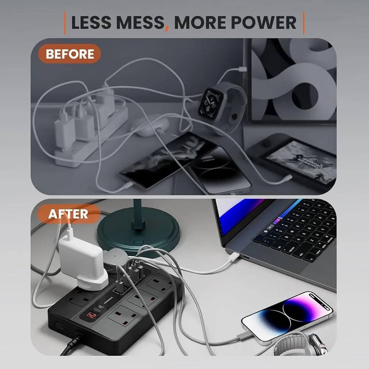 چندراهی برق و هاب شارژر هوشمند Porodo مدل Multi-Port Super Hub ضمانت سلامت گارانتی تست و مرجوعی در صورت ایراد ارسال فوری