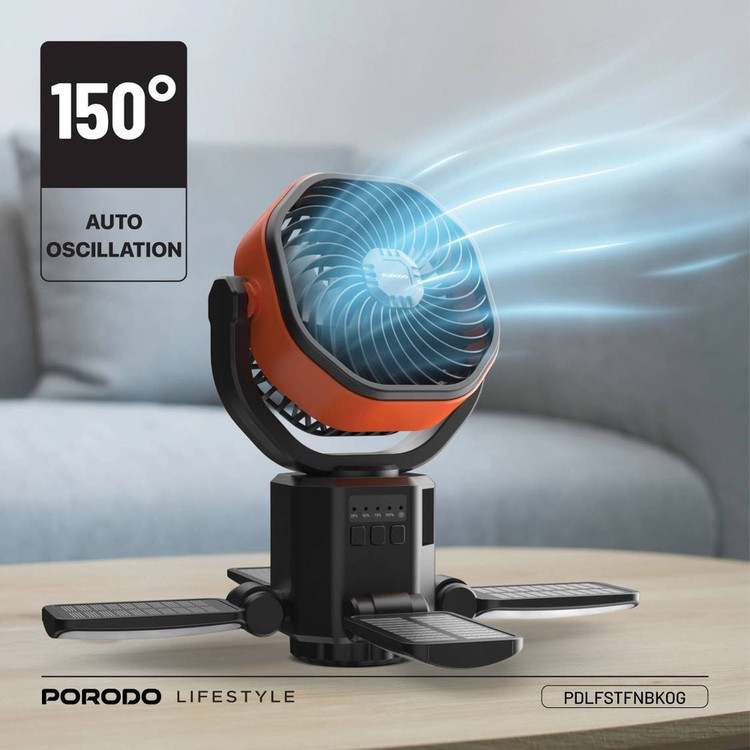 فن خورشیدی سفری پورودو Porodo Lifestyle Suncharge Outdoor Solar Fan ضمانت سلامت گارانتی تست ومرجوعی در صورت ایراد ارسال فوری
